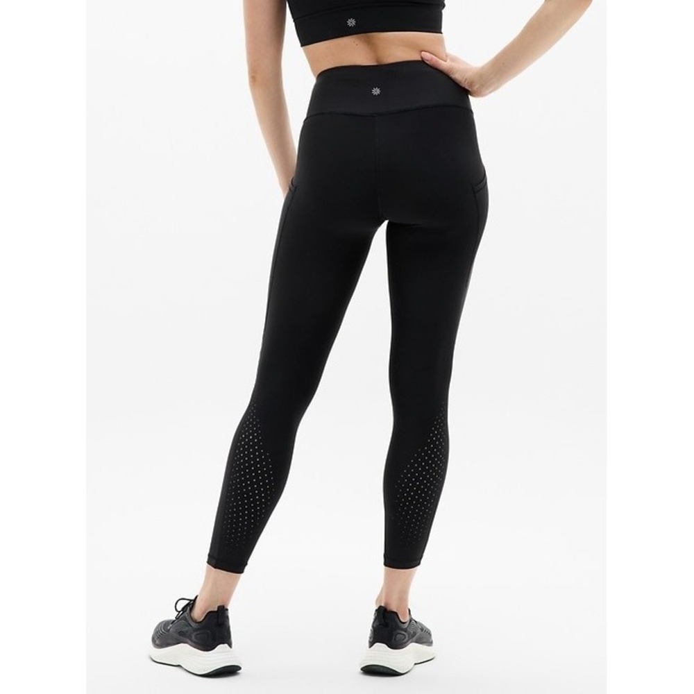 Athleta Leggings Womens Small Black Laser Cut 7/8 Tights High Rise Athletic